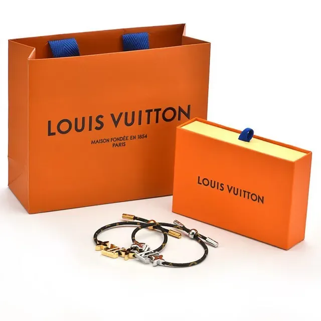Louis Vuitton LV Flower Black and Gold Braided Cord Bracelet 5