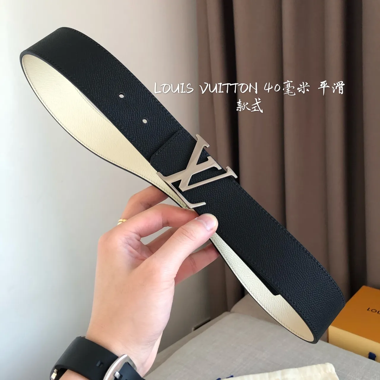 Louis Vuitton LV Initiales 40mm Smooth Black Leather Belt 7