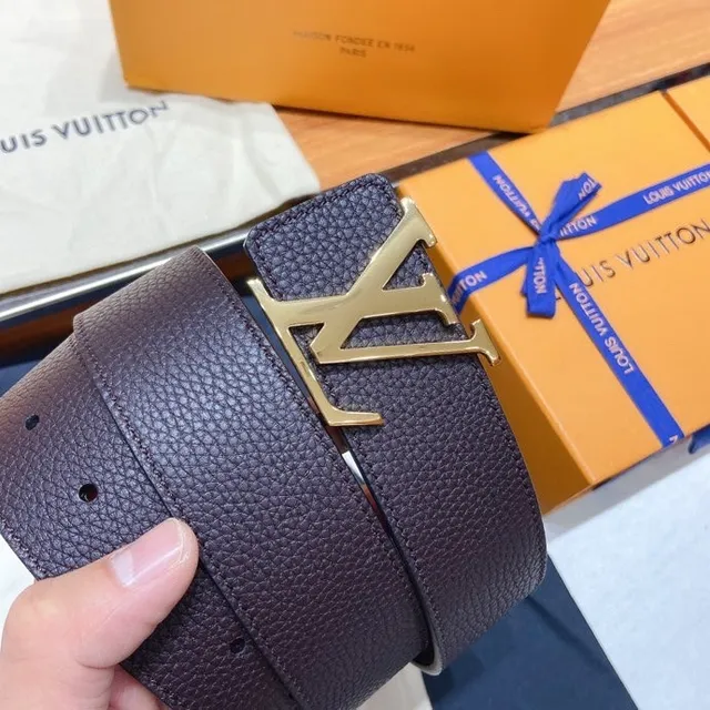 Louis Vuitton LV Initiales বাদামী সোনালী খনদ Monogram Buckle চামড়ার বেল্ট 6