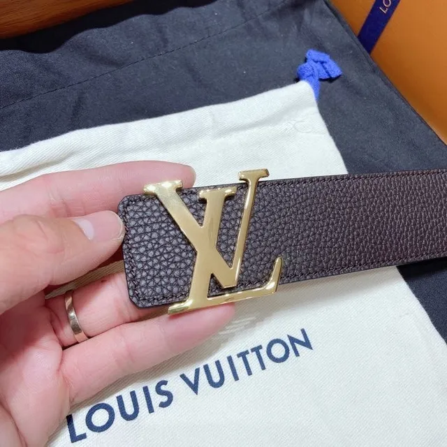 Louis Vuitton LV Initiales বাদামী সোনালী খনদ Monogram Buckle চামড়ার বেল্ট 8