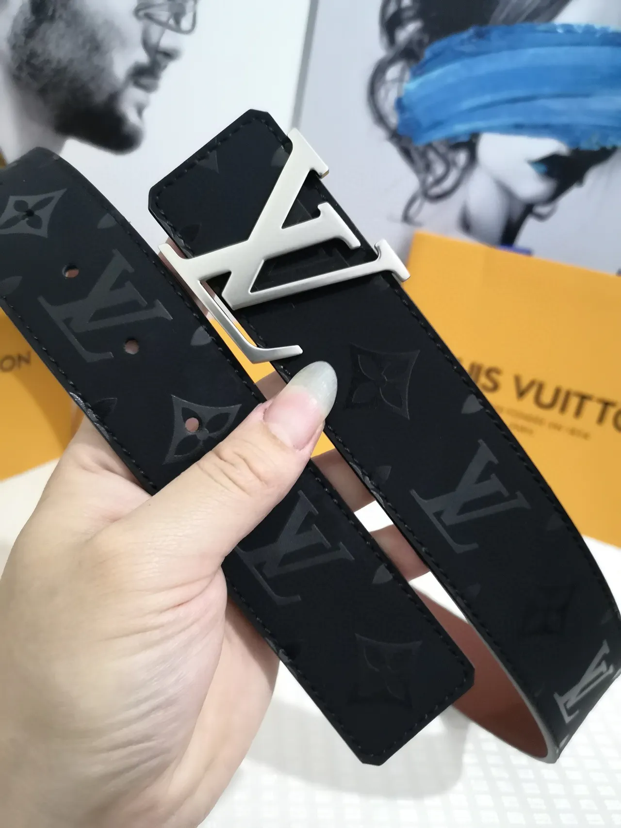 Louis Vuitton LV Initiales Black Monogram Leather Belt 4