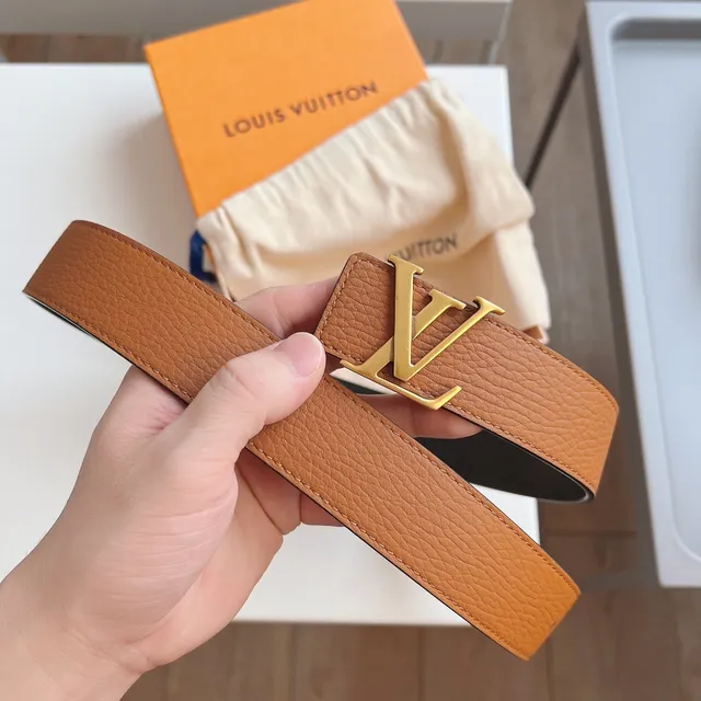 Louis Vuitton LV Initiales Brown Black Interlocking Buckle Pebbled Leather Belt 6