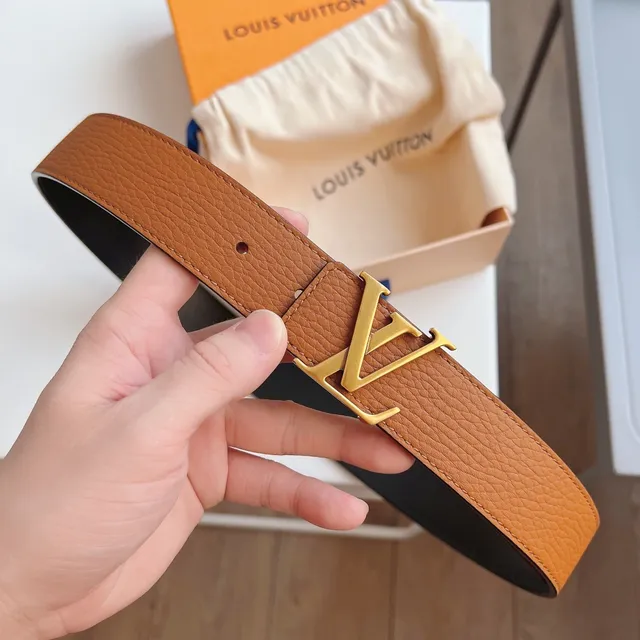 Louis Vuitton LV Initiales Brown Black Interlocking Buckle Pebbled Leather Belt 8