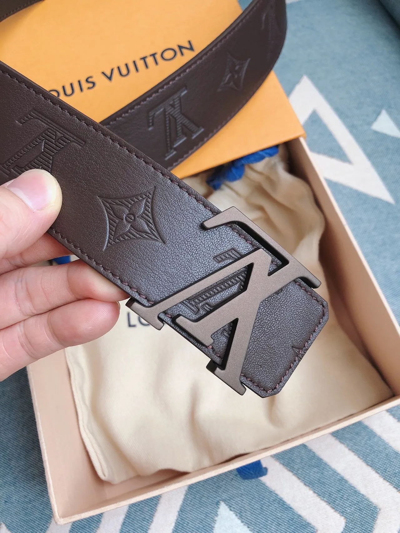 Louis Vuitton LV Initiales Brown Leather Belt 6