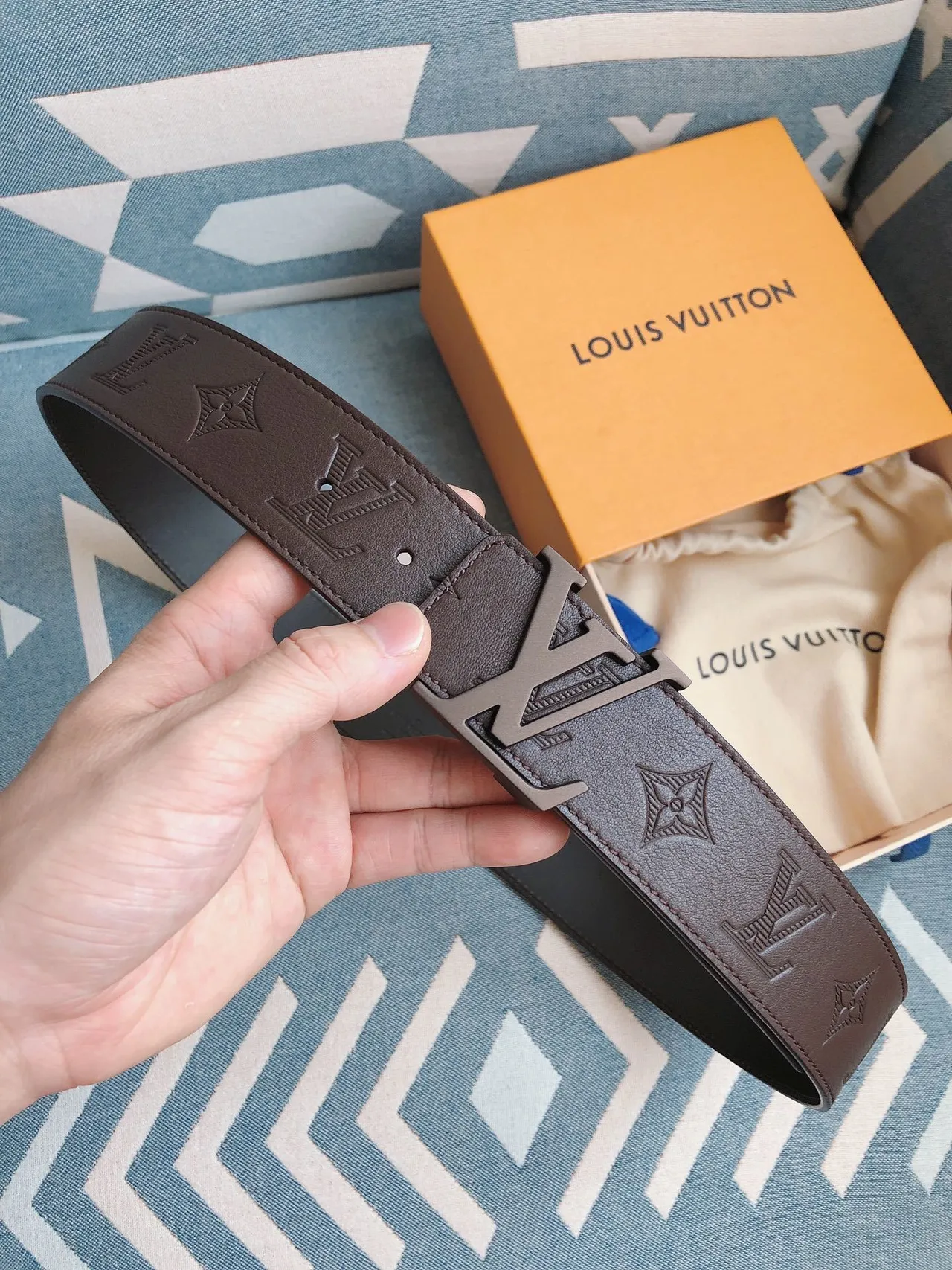 Louis Vuitton LV Initiales Brown Leather Belt 7
