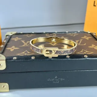 Louis Vuitton LV Initiales ذهبي بني مفصل حزام المونوغرام المغطى