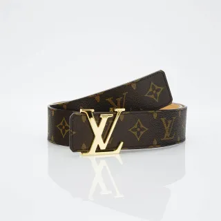 Louis Vuitton LV Initiales Monogram Canvas Gold-Tone Buckle Leather Belt