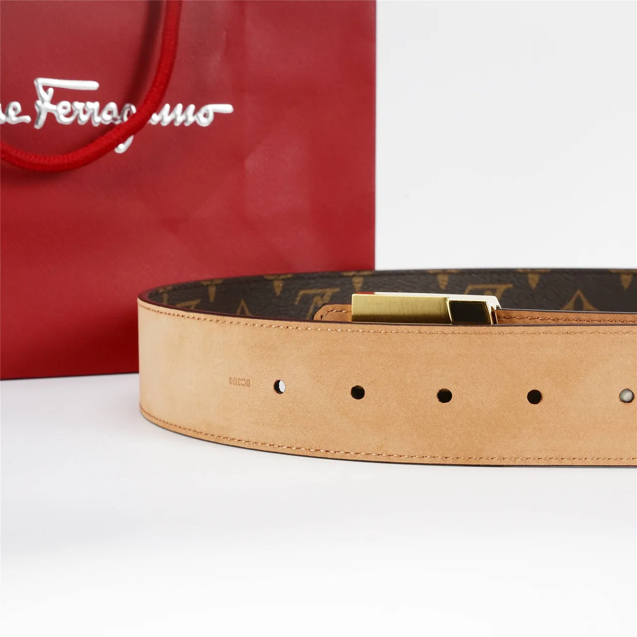 Louis Vuitton LV Initiales Monogram Canvas Gold-Tone Buckle Leather Belt 2