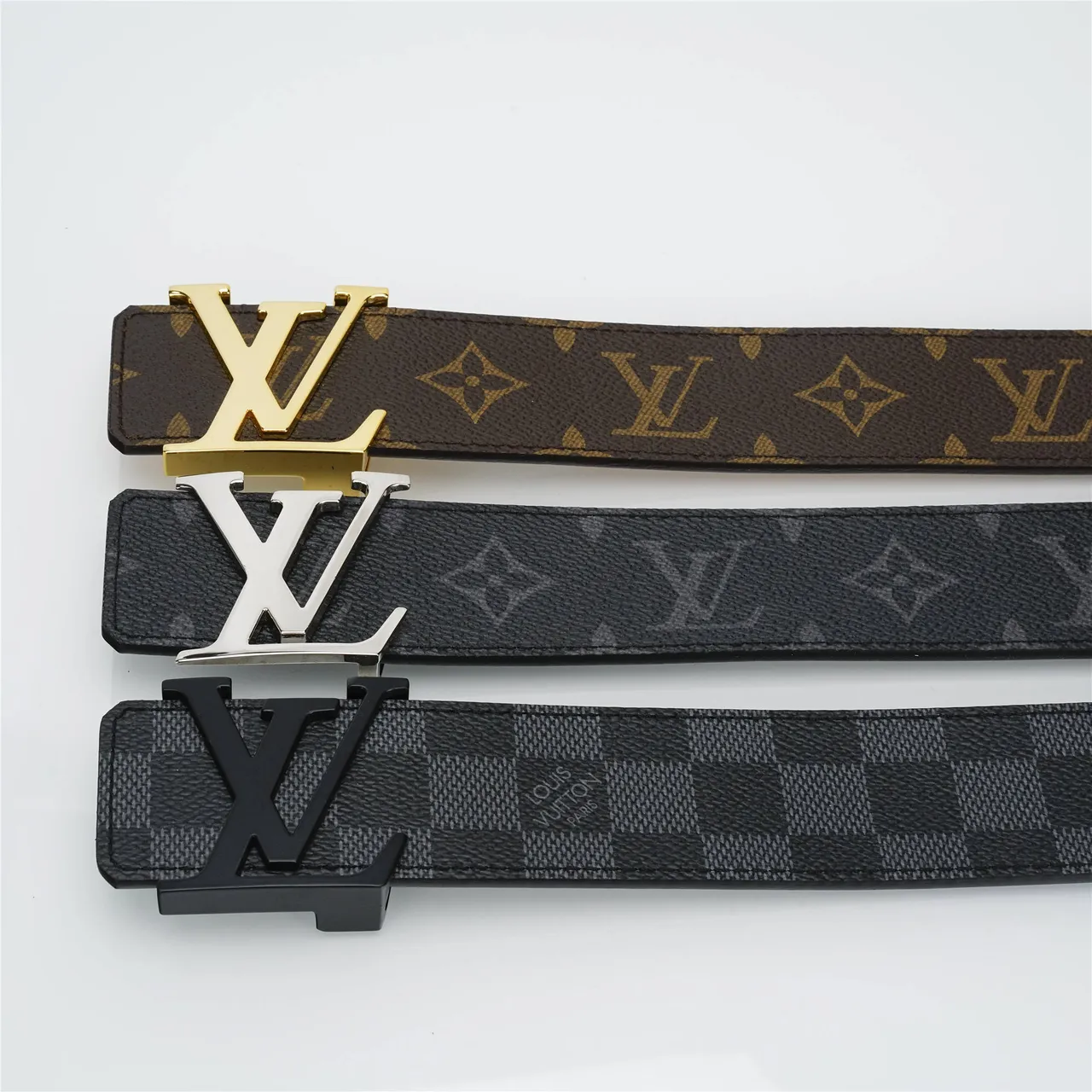 Louis Vuitton LV Initiales Monogram Canvas Gold-Tone Buckle Leather Belt 3