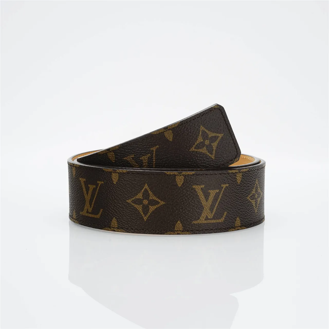 Louis Vuitton LV Initiales Monogram Canvas Gold-Tone Buckle Leather Belt 5