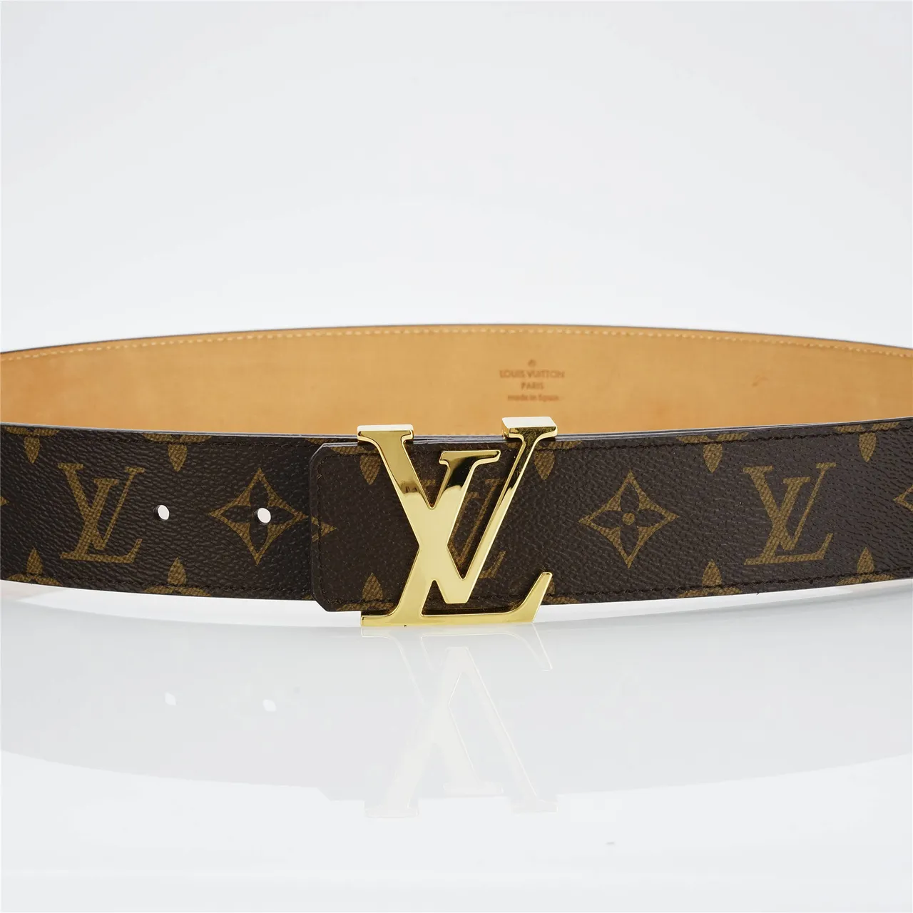 Louis Vuitton LV Initiales Monogram Canvas Gold-Tone Buckle Leather Belt 10