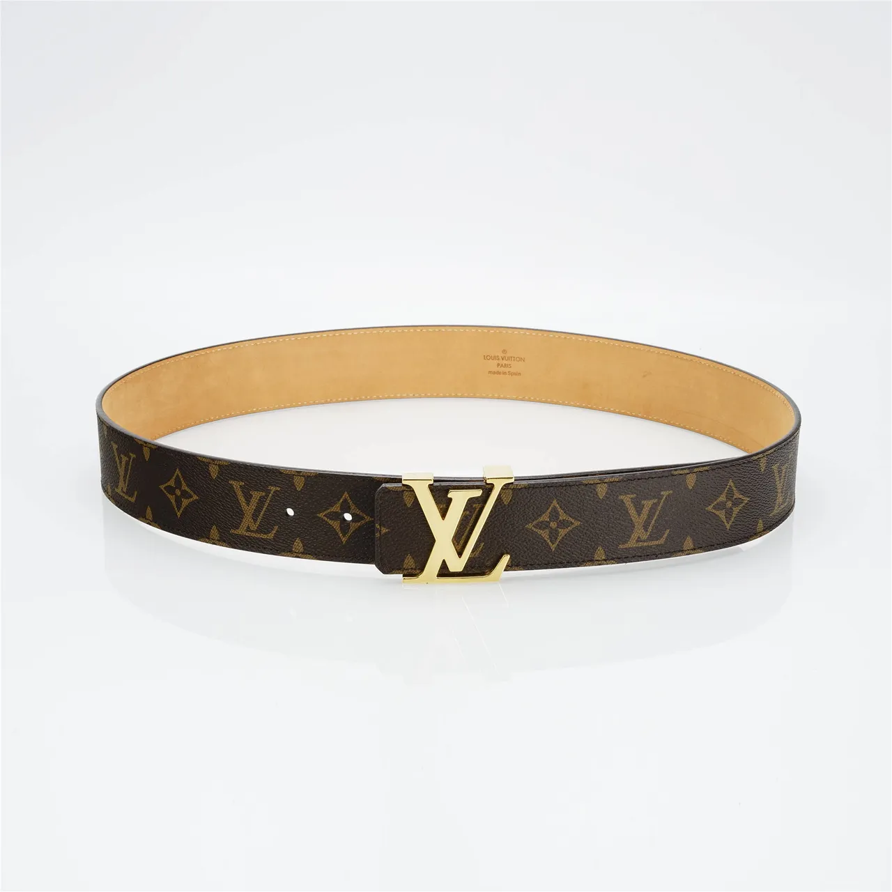Louis Vuitton LV Initiales Monogram Canvas Gold-Tone Buckle Leather Belt 11