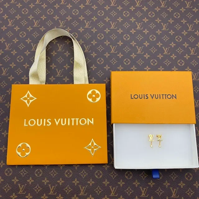 Louis Vuitton LV Initials Gold Transparent Monogram Logo Drop Dangle Earrings 4