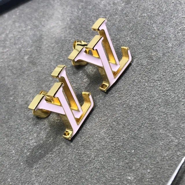 Louis Vuitton LV Initials White Enamel Gold-Tone Stud Earrings 2