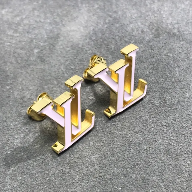 Louis Vuitton LV Initials White Enamel Gold-Tone Stud Earrings 3