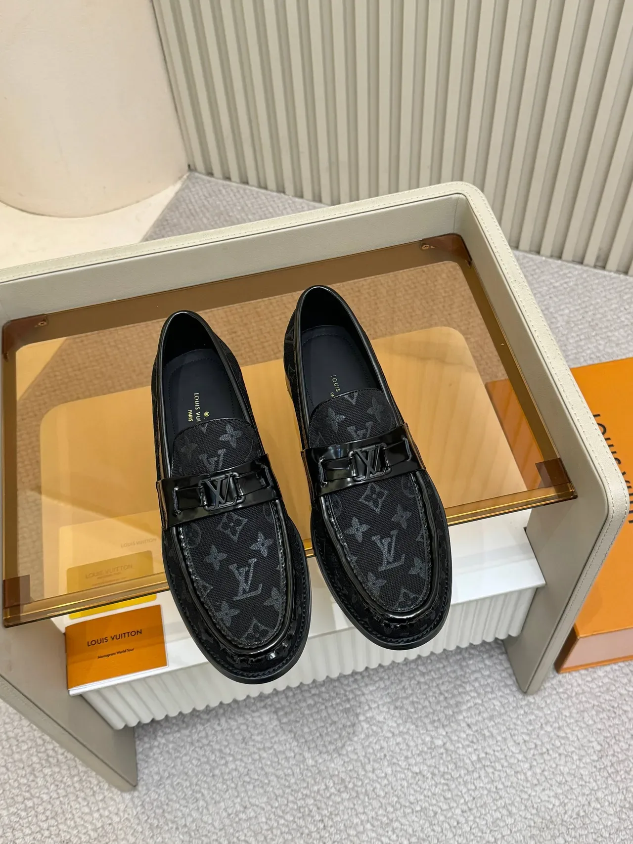 Louis Vuitton LV Loafer Black Monogram Canvas Patent Leather Loafers 5