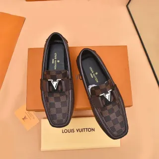 Louis Vuitton LV भूरा Damier Ebène कैनवास लोफर्स