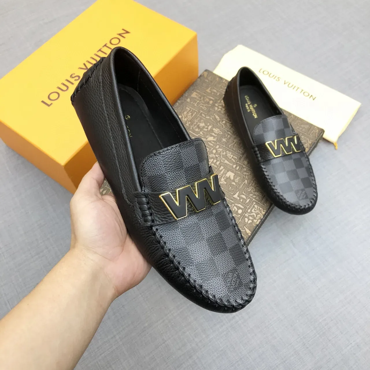 Louis Vuitton LV Loafer Damier Graphite Black Leather Loafers 8