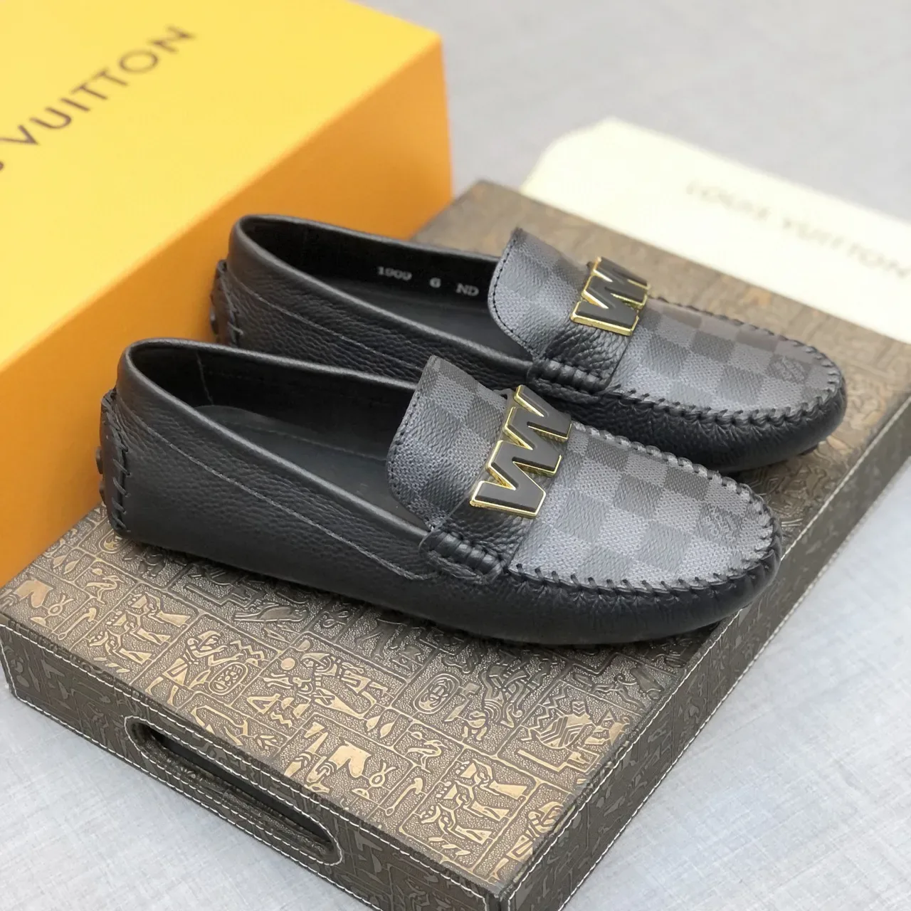 Louis Vuitton LV Loafer Damier Graphite Black Leather Loafers 9