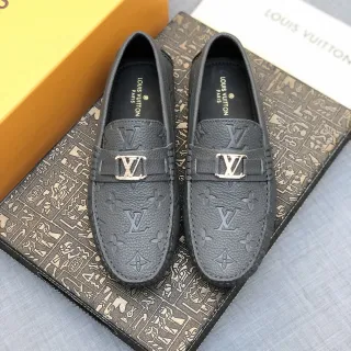 路易威登 LV 灰色印花皮革乐福鞋