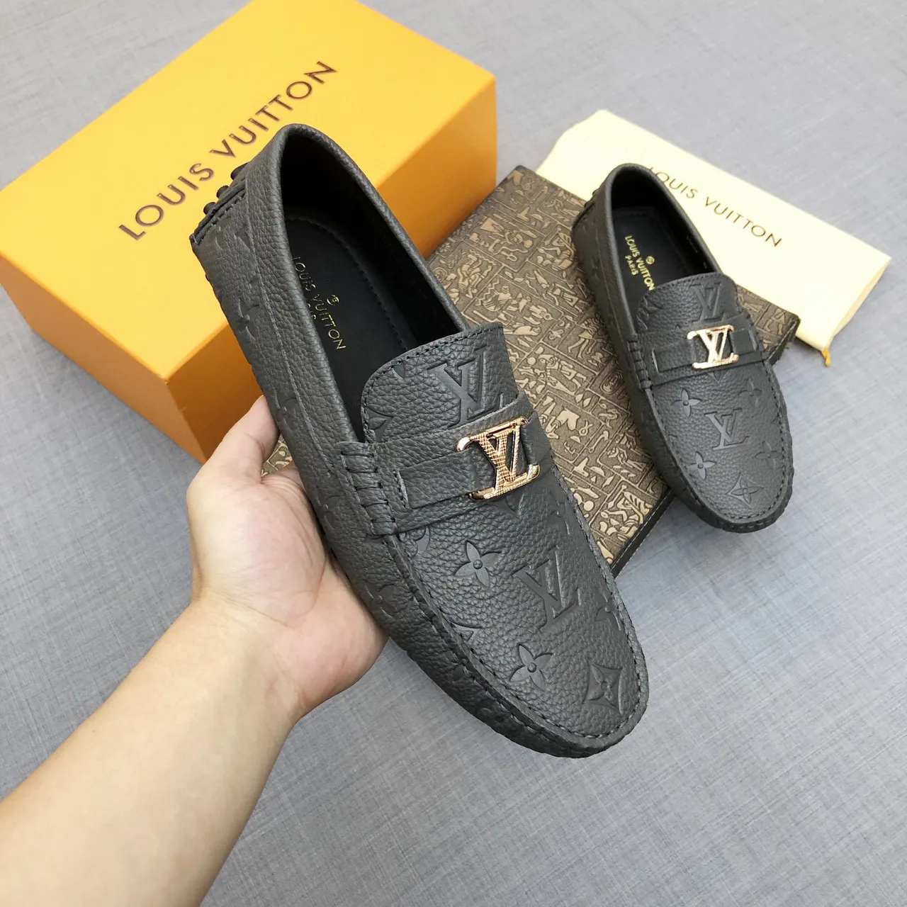 Louis Vuitton LV Loafer Gray Monogram Leather Loafers 8