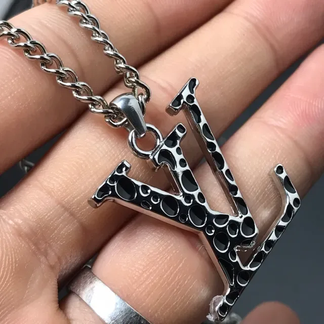 Louis Vuitton LV Monogram Pendant Silver-Tone Curb Chain Necklace 4