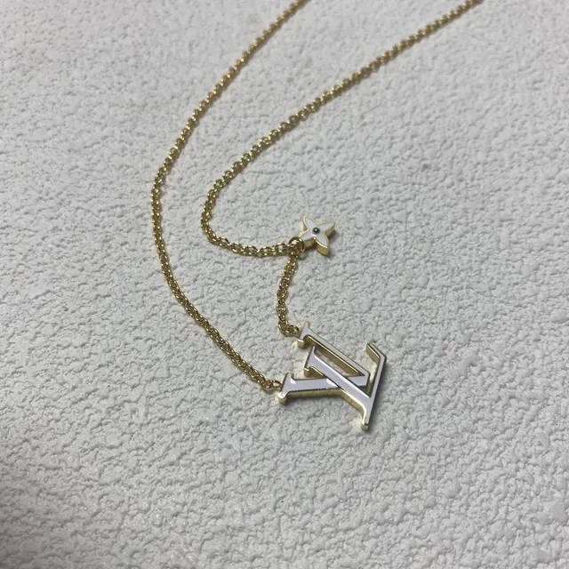 Louis Vuitton LV Monogram White Enamel Gold-Tone Chain Necklace 4