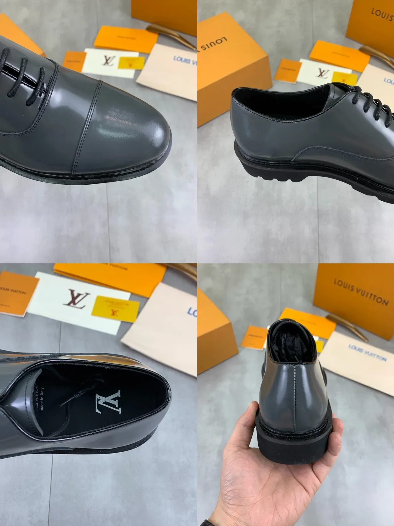 Louis Vuitton LV Trail Glossy Gray Cap-Toe Oxford Shoes 2