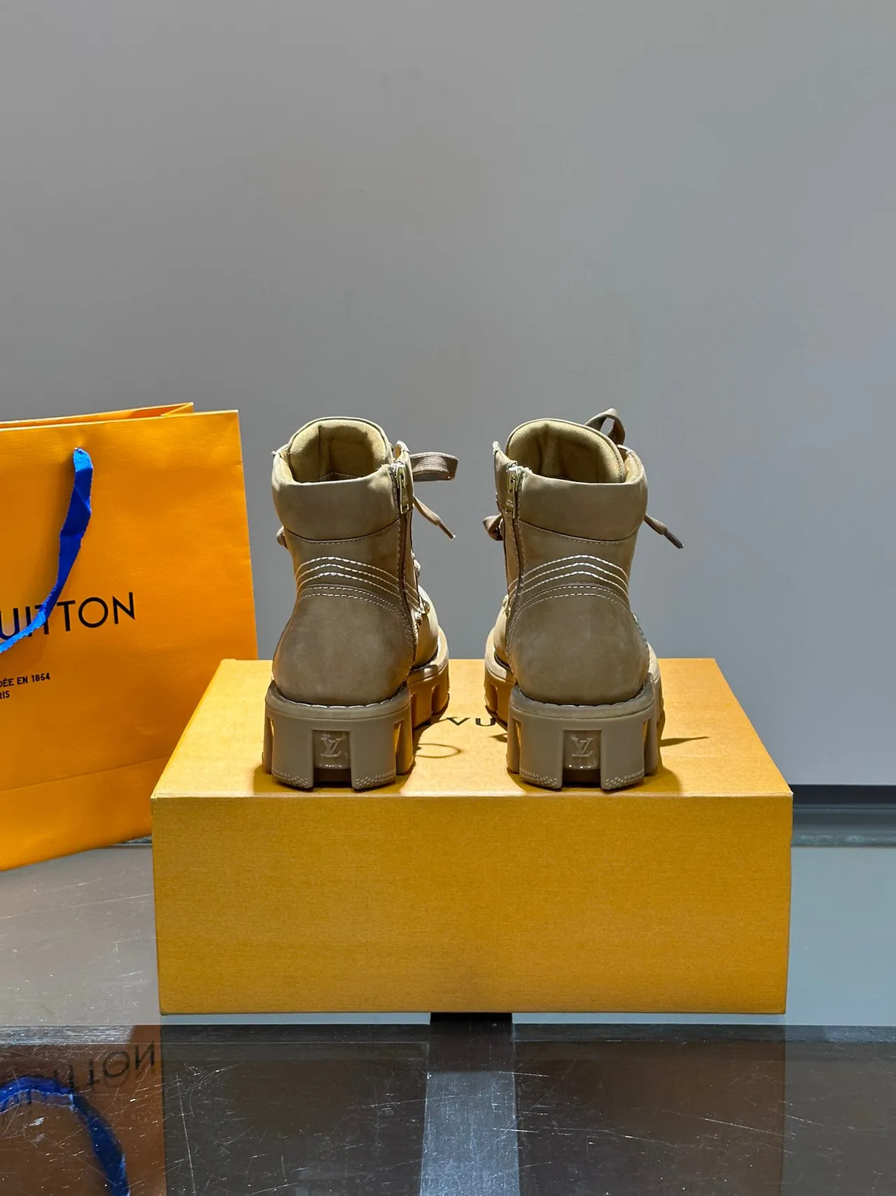 Louis Vuitton LV Trail Taupe Suede-Like Work Boots 5