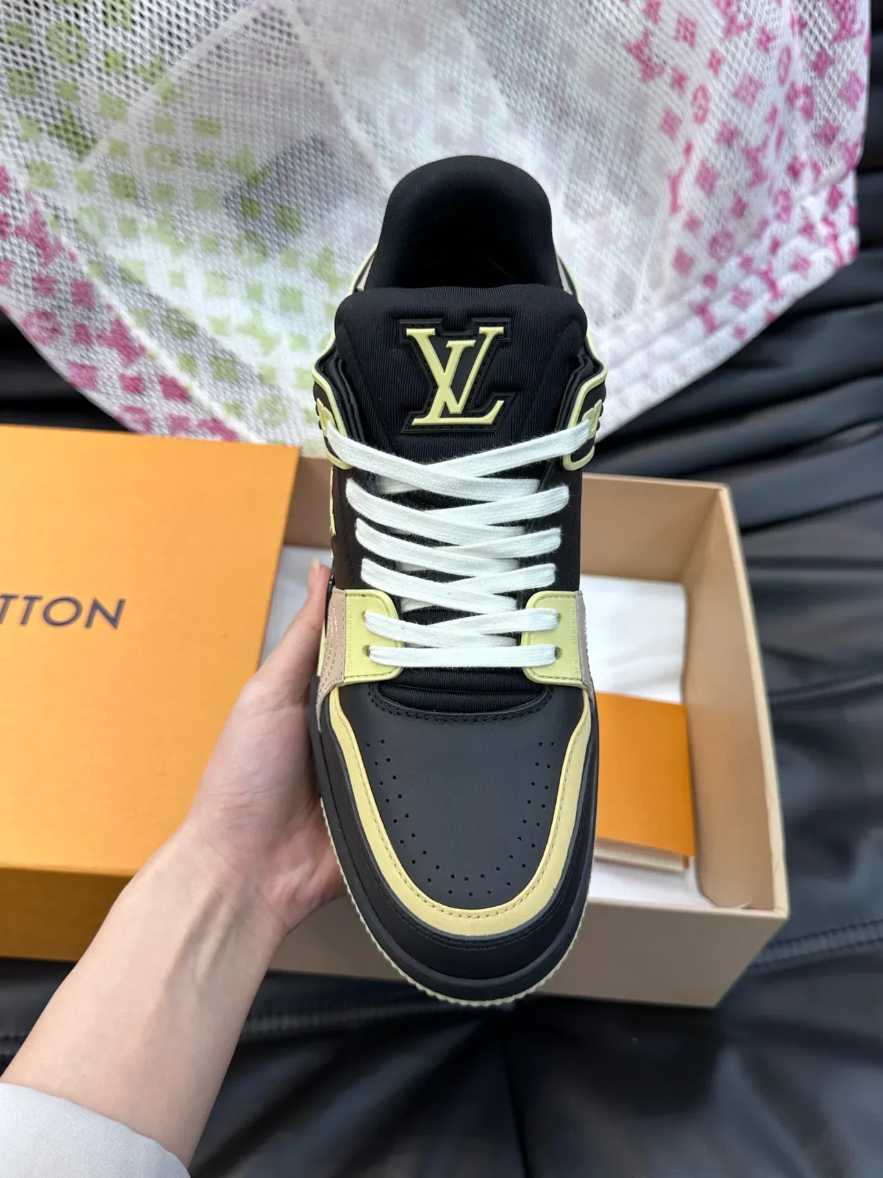 Louis Vuitton LV Trainer Tênis Lifestyle Preto Bege Low-Top Material Misto 7