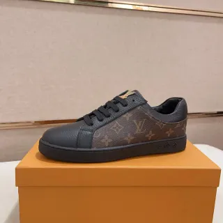 Louis Vuitton LV Trainer Black Brown Monogram Canvas Leather Overlays Lifestyle Sneakers