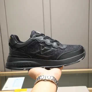 Louis Vuitton LV Trainer Black Gold Monogram Jacquard Upper Embossed Logo Lifestyle Sneakers