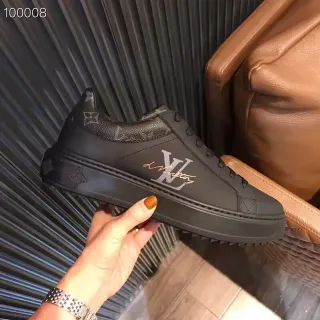 Louis Vuitton LV Trainer Negro Dorado Suela de Plataforma Monogram Piel Superior Zapatillas Lifestyle