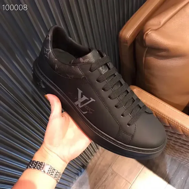 Louis Vuitton LV Trainer Black Gold Platform Sole Monogram Leather Upper Lifestyle Sneakers 2