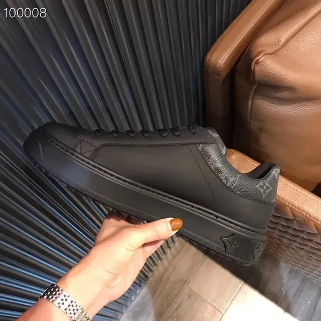 Louis Vuitton LV Trainer Black Gold Platform Sole Monogram Leather Upper Lifestyle Sneakers 6