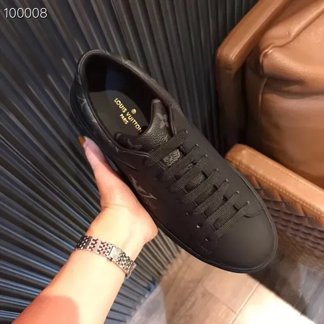 Louis Vuitton LV Trainer Black Gold Platform Sole Monogram Leather Upper Lifestyle Sneakers 9