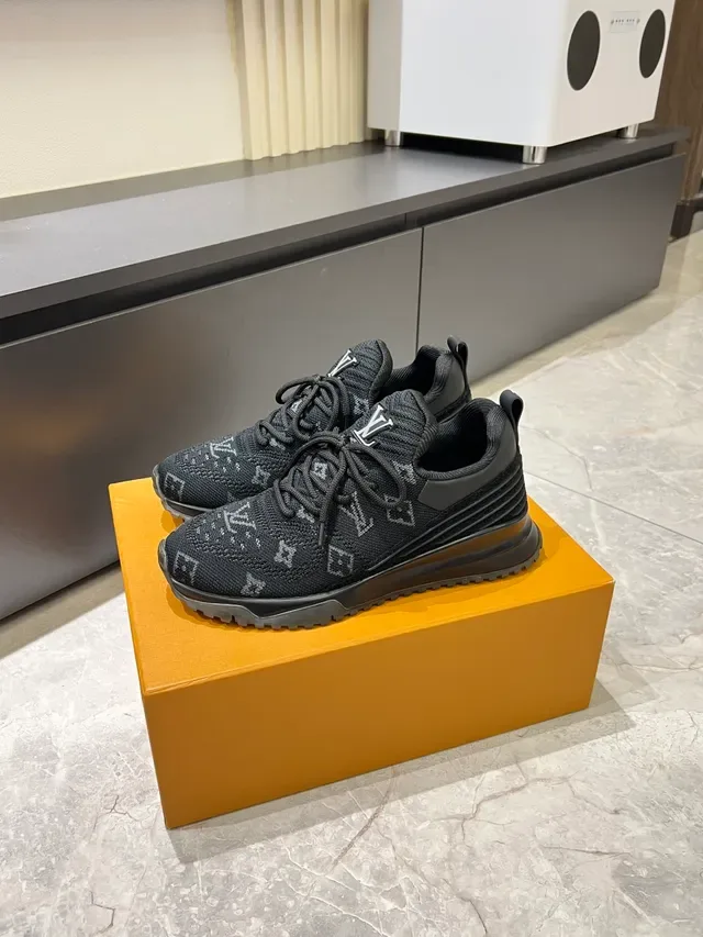Louis Vuitton LV Trainer Black Gray Knit Monogram Upper Sculpted Layered Midsole Lifestyle Sneakers 5