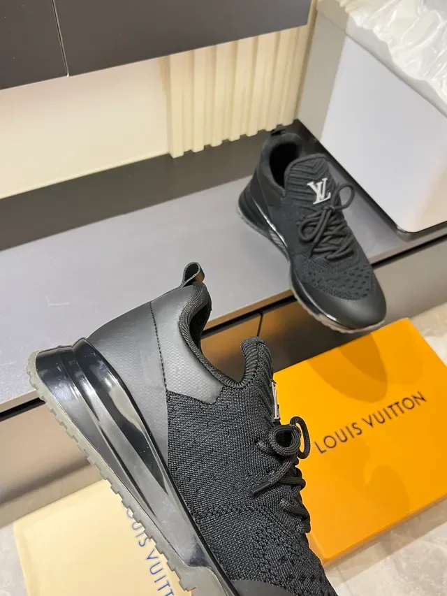 Louis Vuitton LV Trainer Black Knit Upper Monogram-Tongue Logo Lifestyle Sneakers 3
