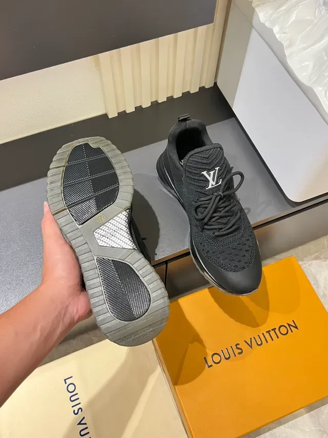 Louis Vuitton LV Trainer Black Knit Upper Monogram-Tongue Logo Lifestyle Sneakers 4