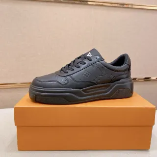 Louis Vuitton LV Trainer Black Monogram-Embossed Leather Chunky Sculpted Sole Lifestyle Sneakers