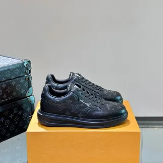 Louis Vuitton LV Trainer Black Monogram Leather Cursive Signature Detail Lifestyle Sneakers