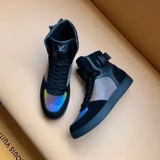 Louis Vuitton LV Trainer Zapatillas negras multicolor high-top iridiscent overlay lifestyle sneakers