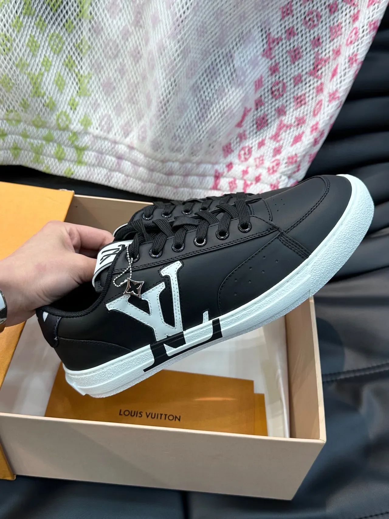 Louis Vuitton LV Trainer Black White Leather Upper Low-Top Lifestyle Sneakers 6