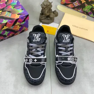Louis Vuitton LV Trainer negro y blanco Monogram Canvas parte superior ribete pipé zapatillas lifestyle