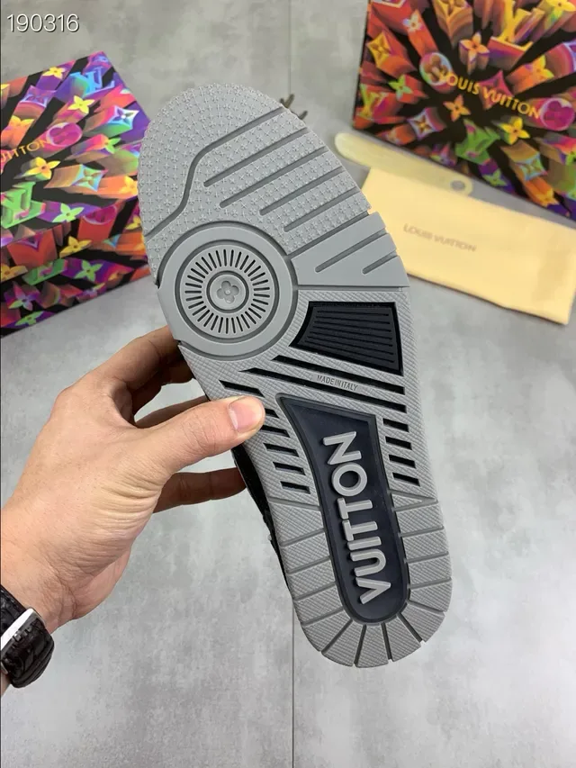 Louis Vuitton LV Trainer Black White Monogram Canvas Upper Piping Trim Lifestyle Sneakers 3