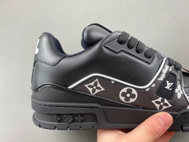 Louis Vuitton LV Trainer Black White Monogram-Print Leather Chunky Layered Sole Lifestyle Sneakers 3