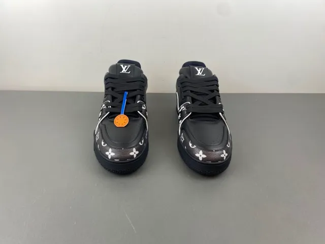 Louis Vuitton LV Trainer Black White Monogram-Print Leather Chunky Layered Sole Lifestyle Sneakers 11