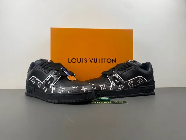 Louis Vuitton LV Trainer Black White Monogram-Print Leather Chunky Layered Sole Lifestyle Sneakers 13