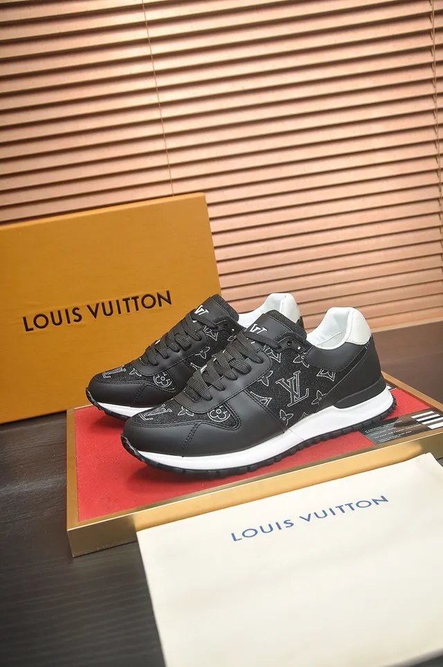Louis Vuitton LV Trainer Black White Monogrammed Textile Upper Contrast Midsole Lifestyle Sneakers 4