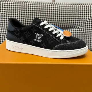 Louis Vuitton LV Trainer Black White Monogrammed Textile Upper Embroidered Logo Lifestyle Sneakers
